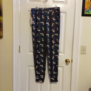 NEW Jaclyn Intimates Soft Grey PJ Bottoms, Dog With Santa Hat Size L